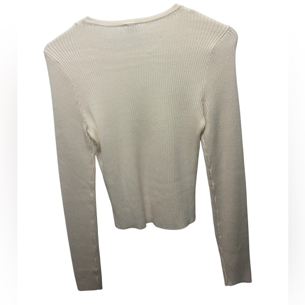 Cream Ribbed Knit Sweater - Picture 2 of 4